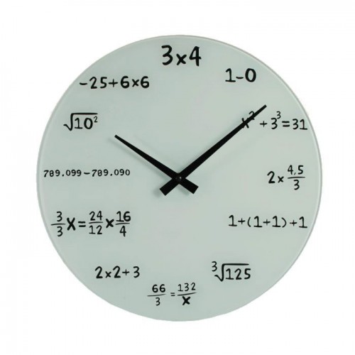 Matematik Beyaz Cam Saat