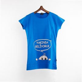 Yakında Geliyorum Hamile T-shirt Mavi