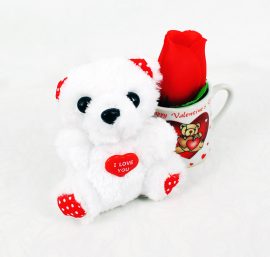 Fincan İçinde Gül ve Ayıcık