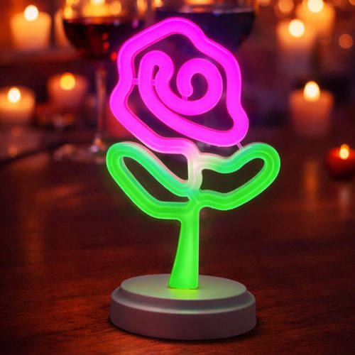 Neon Gül Masa Lambası