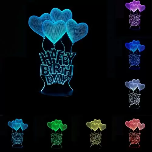 Happy Birthday Gece Lambası 7 Renk